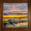 Milford Harbor Sunset, 36x36, oil on wood, unframed. Sold