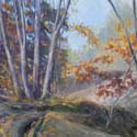 Autumn's Last Burn, 24x66, oil on canvas. Mondo Pond, Milford. $875