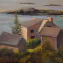 Monhegan Sunset (from behind the Schoolhouse), 8x10 in, oil on panel, $225